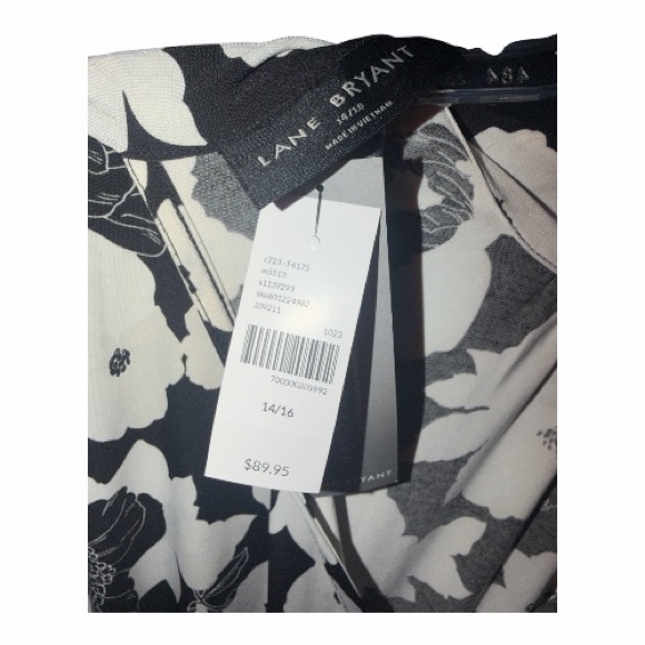 Lane Bryant Black and Cream Floral Long Sleeve Women’s Dress Size 14/16 NWT - Picture 5 of 5